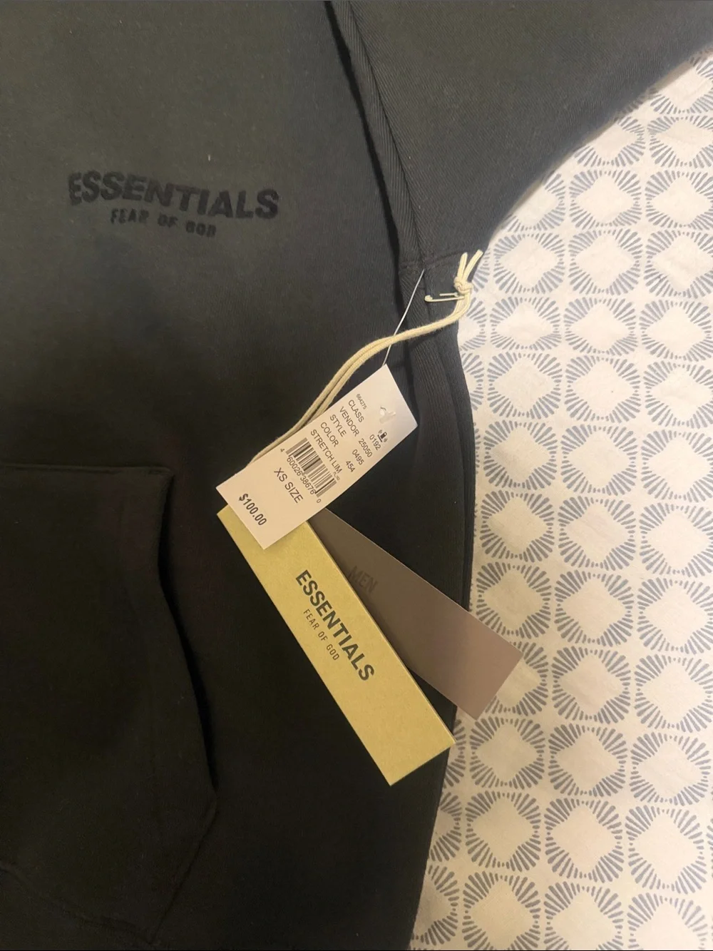 Fear of God Essentials Black Hoodie size XS